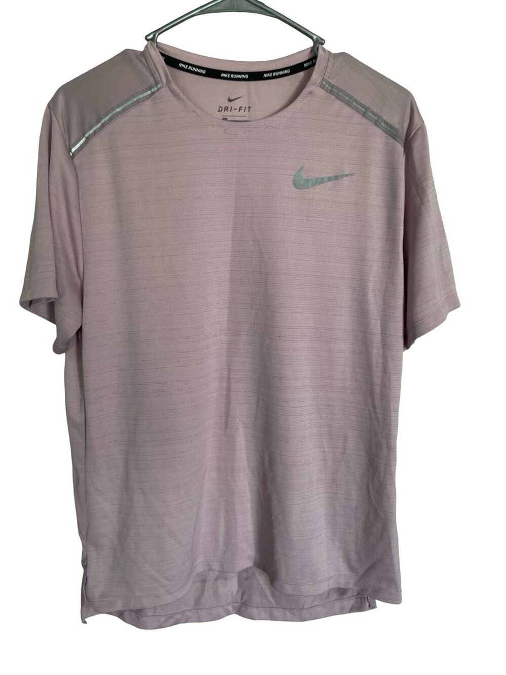 Nike Mens Mauve Dri-FIT Miler Reflective Short Sleeve Running T-Shirt Medium